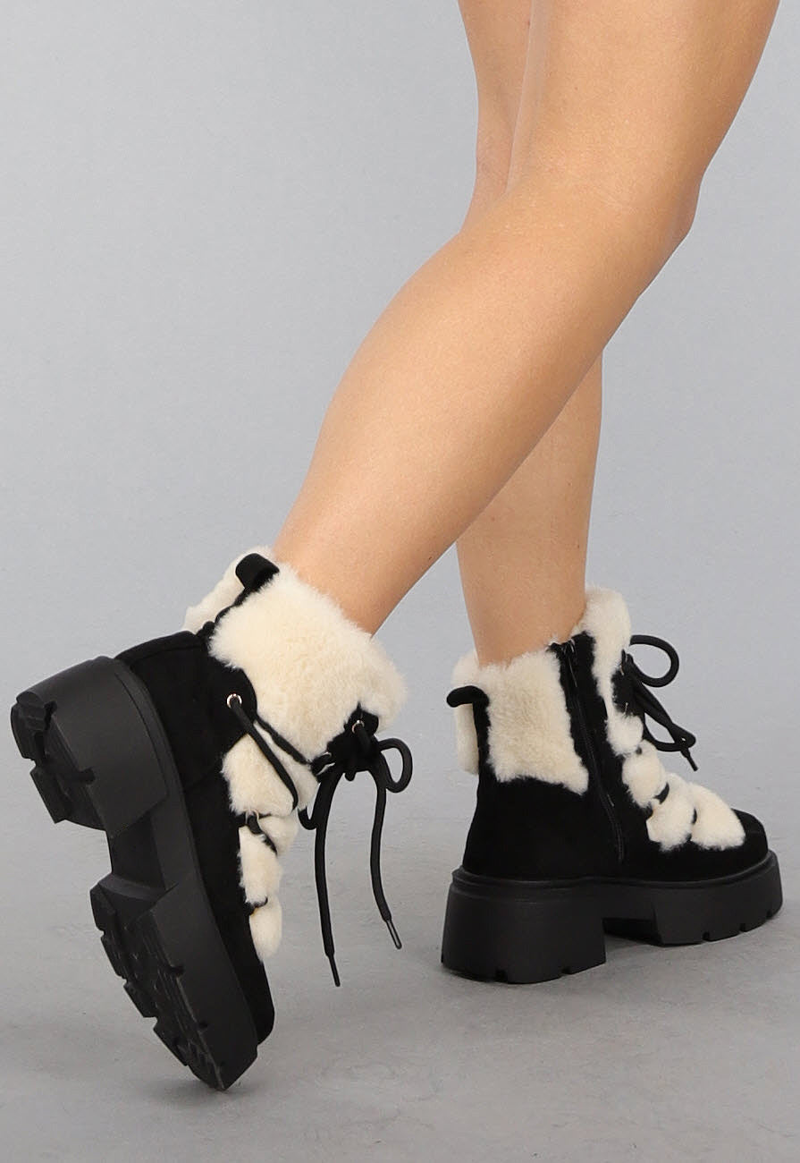 Zwarte met Bont Gevoerde Snowboots