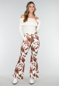 Koeienprint Flared Broek Bruin