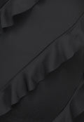 Zwarte Ruffle Jurk met Split