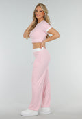 Roze Two Piece Set met Lange Broek en Korte Top met Colorblockingdetails