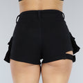 Zwarte Denim Cargo Short met Riempje