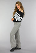 Gebreide Gestreepte One Shoulder Trui