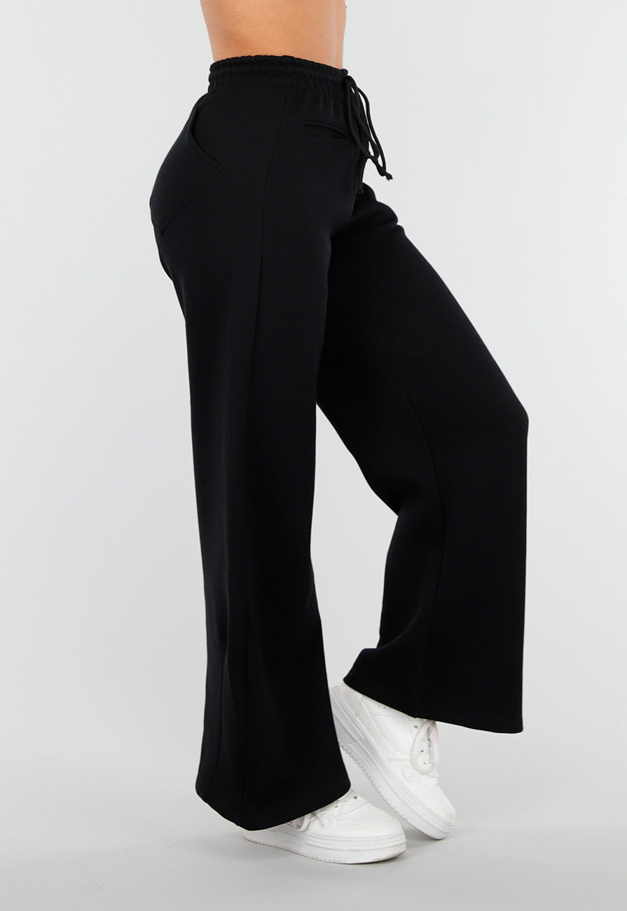 Zwarte Barrel Fleece Joggingbroek met Stretch