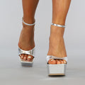 Sexy Metallic Zilveren Plateau Sandaletten