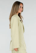 Pistache Groene Double Breasted Getailleerde Blazer met Reverskraag