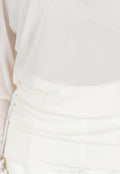 Crème Mesh Top met Lange Mouwen en Stretch