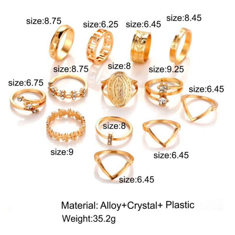 Gouden Vintage Dertiendelige Ringen Set