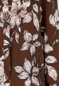 Bruine Blouse met Bloemenprint en Lange Mouwen