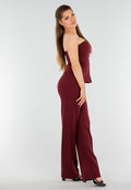 Bordeaux Strapless Korsettop met Knopen en Giletlook