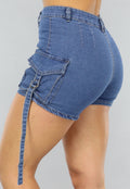 Donkerblauwe Denim Short met Zakken