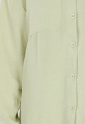 Pistache Blouse met Kraag, Knoopsluiting en Lange Mouwen