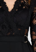 Nette Zwarte Jumpsuit met Kant en Tailleriem