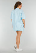Aquablauwe Katoenen Set met Blouse, Borstzak en Short