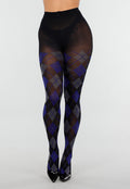 Donkerblauwe Grijze Panty met Argyle Print