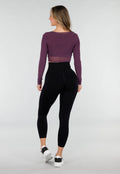 Paars Mesh Wrap Sporttop met Lange Mouwen