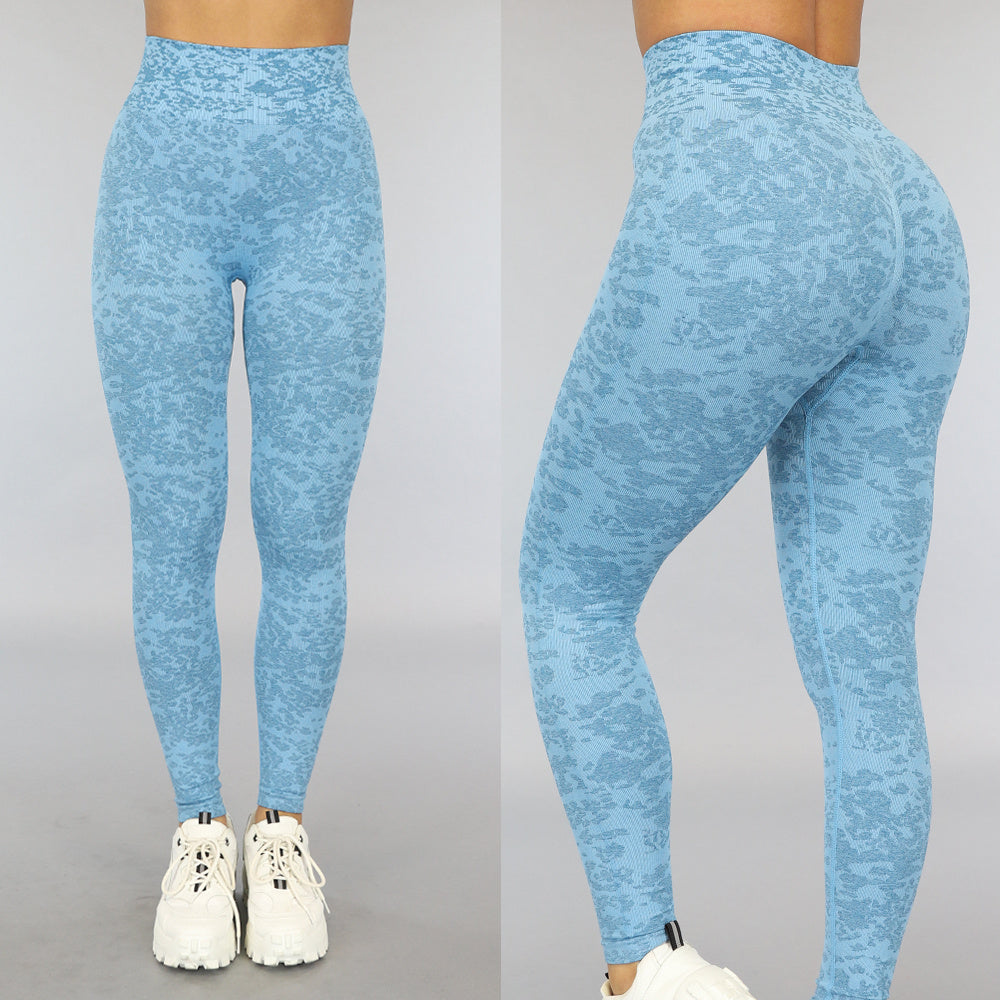 Blauwe Gemêleerde Squat Proof Sportlegging