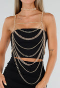 Goudkleurige Bodychain met Choker en Verstelbare Rugsluiting