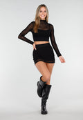 Zwarte Sportieve Mesh Top met Ingewerkte Pads