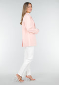 Lichtroze Oversized Blazer met Knoopsluiting en Reverskraag