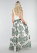 Groene Maxi Rok met Paisley Print en Strikceintuur