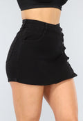 Redial Jeans  Zwarte Denim Overslag Skort met Knoopjes