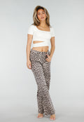 Beige Crop Top met Vierkante Hals en Pads