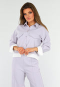 Tweedelige Paarse Set met Jasje en High Waist Broek