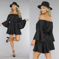 Zwarte Flowy Ibiza Style Off-Shoulder Playsuit