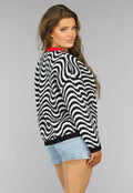 Gebreide Wavy Trui met Rood Detail