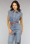 Mouwloze Denim Jumpsuit met Riem