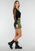 Zwarte Mesh Overslag Top met Strikdetail