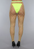Neon Groene Panty met Extra Grote Fishnet