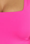 Fel Roze Mouwloze Body met Vierkante Hals