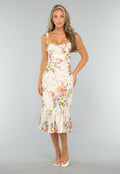 Lange Bloemenprint Jurk met Strikdetail