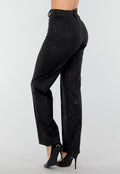 Zwarte Straight Leg Super Stretch Pantalon met Glitters