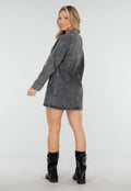 Redial Jeans  Grijze Longsleeve Oversized Denim Jurk met V-hals