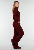 Burgundy Zachte Stretch Broek met Rechte Pijpen