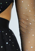 Zwarte Glitter Skater Jurk met Cutouts