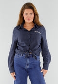 Blauwe Gestreepte Blouse met St. Tropez Borduursel Achterop