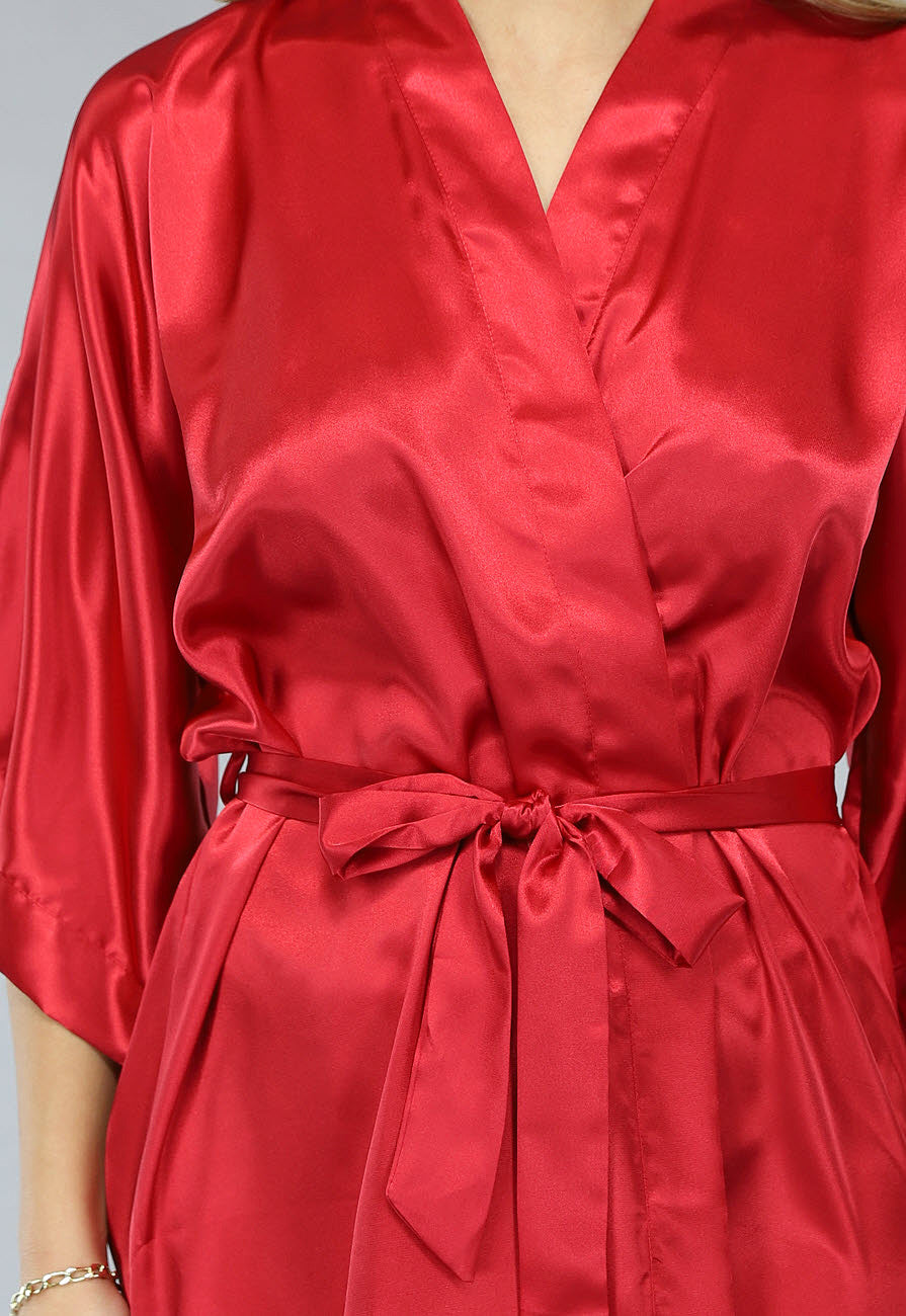 Shiny Rode Satin Kimono
