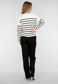 Wit Zwart Gestreept Vest met Gouden Knopen en Pockets