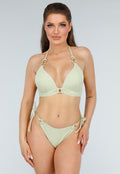 Chic Lichtgroene Bikinitop met Stijlvolle Ringen