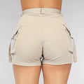 Elastische Cargo Short met Zilveren Details
