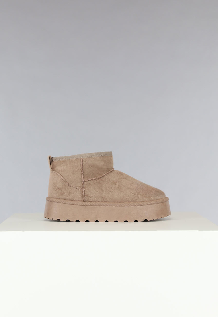 Snowboots Laag Khaki met Dikke Zool