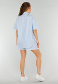 Lichtblauwe Katoenen Set met Blouse en Short met Zakken
