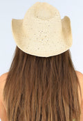 Beige Cowboy Hoed met Aantrekkoord en Pailletten