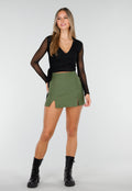 Skort Army Green met Stretch en Splitjes