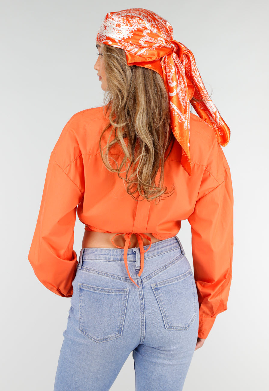 Oranje Blouse met Strap Details