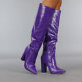 Paarse Croco Laars met Spitse Neus