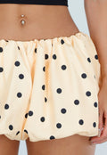 Gele Ballonshort met Zwarte Stippen en Elastische Taille